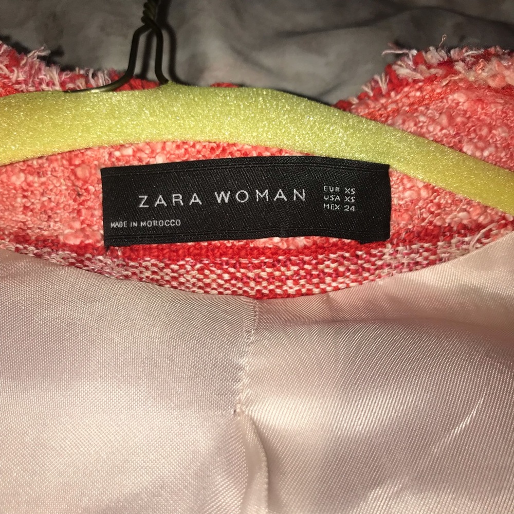 NWOT Zara Red Plaid Tweed Jacket - Picture 8 of 10